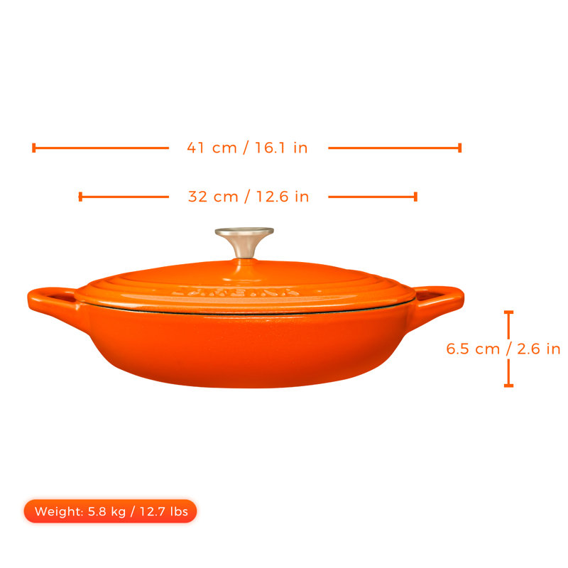 Lareina Enameled Cast Iron Braiser with Lid and Dual Handles Wayfair